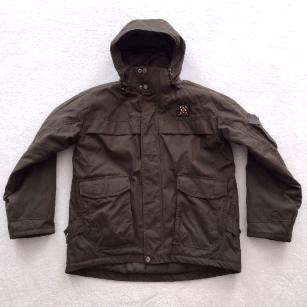 Helly Hansen Mens L Quilted Winter Coat Hooded Utility Jacket Olive RARE HTF